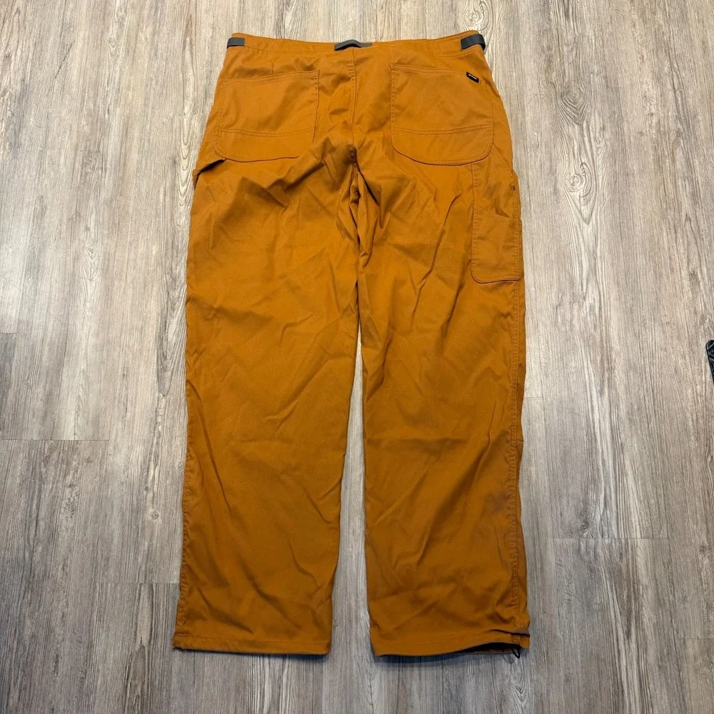 prAna Mens 40x32 Stretch Zion Relaxed Straight Hiking Pants Belted Brown